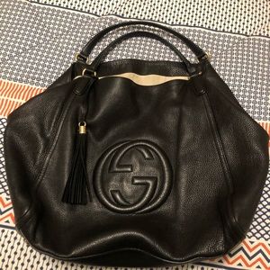 Large Black Gucci Soho Leather Tote
